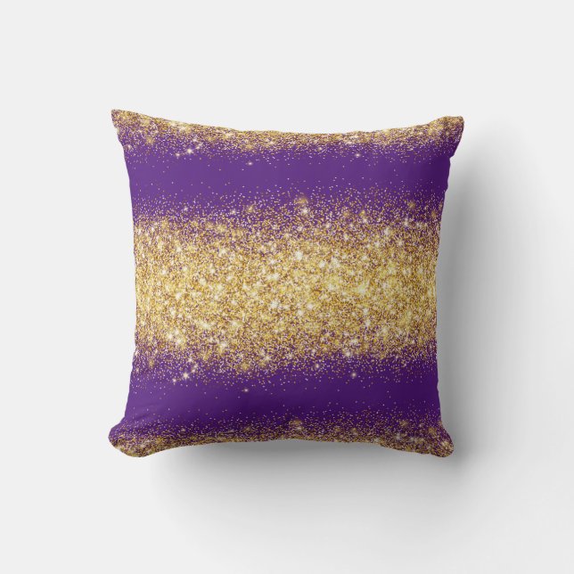 Luxury Paarse Gold Glitter Kussen (Voorkant)