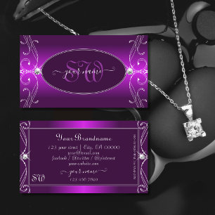 Luxury Paarse Ombre Sparkle Jewels Monogram Visitekaartje