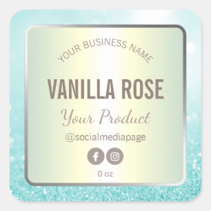Luxury Parell en Blue Glitter Soy Candle Labels