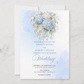 Luxury Pastel Blue Floral Gold Wedding Invitation (Devant)