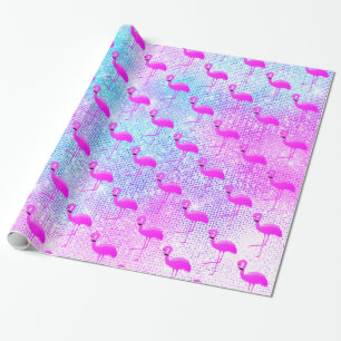 LUXURY PASTEL GLITTER SPLATTER FLAMINGO CADEAUPAPIER