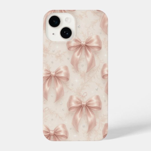 Luxury Pastel Pink Bows and Diamonds Phone Case iPhone Hoesje (Achterkant)