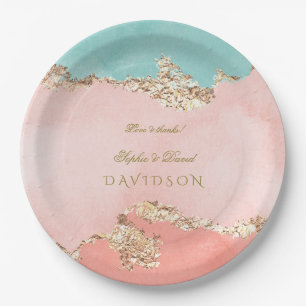 Luxury Pastel Waterverf Gold Foil Wedding Papieren Bordje