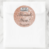 Luxury Peach Roos Gold Glitter Stars Dank u Ronde Sticker (Tas)