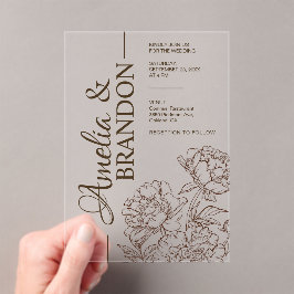 Luxury Peony Minimalist Wedding Acryl Uitnodigingen