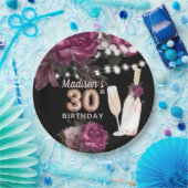Luxury Personalized 30th Birthday Wine Roos Papieren Bordje (Feest)