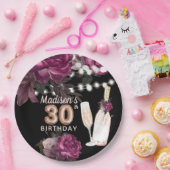Luxury Personalized 30th Birthday Wine Roos Papieren Bordje (Feest)