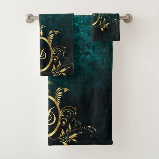 Luxury Personalized Damask gold Lijst Bad Handdoek (Insitu)