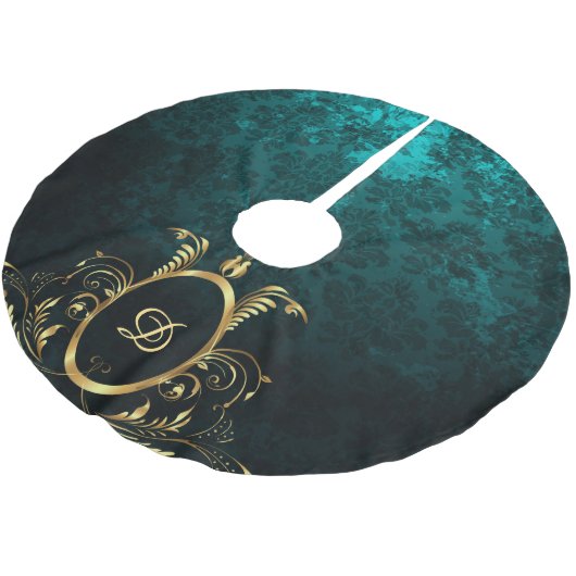 Luxury Personalized Damask gold Lijst Kerstboom Rok (Gekanteld)