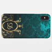 Luxury Personalized Damask Turquoise Case-Mate iPhone Case (Achterkant (horizontaal))