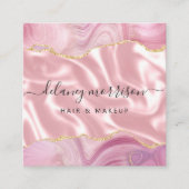 Luxury Pink Agate Silk Silver Glitter Vierkante Visitekaartje (Voorkant)