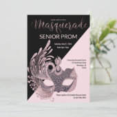 Luxury pink black silver glitter Masquerade Prom  Kaart (Staand voorkant)