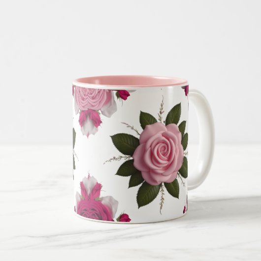 Luxury Pink & Fuchsia Rose Two-Tone Mug   (Devant droit)