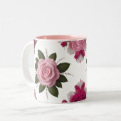 Luxury Pink & Fuchsia Rose Two-Tone Mug   (Devant gauche)