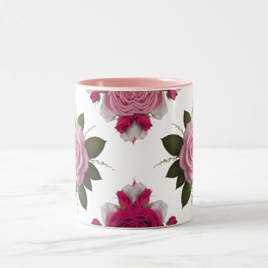 Luxury Pink & Fuchsia Rose Two-Tone Mug   (Centre)