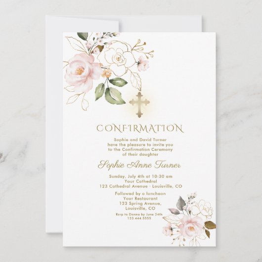 Luxury Pink Gold Floral Girl Bevestiging Kaart (Voorkant)