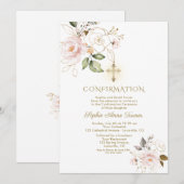 Luxury Pink Gold Floral Girl Bevestiging Kaart (Voorkant / Achterkant)