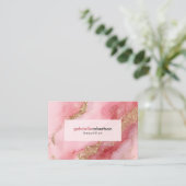 Luxury Pink Marble Visitekaartje (Staand voorkant)
