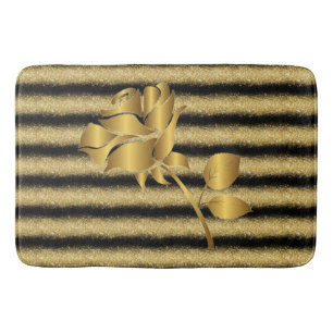 Luxury Popular Floral Black Gold Glitter Badmat