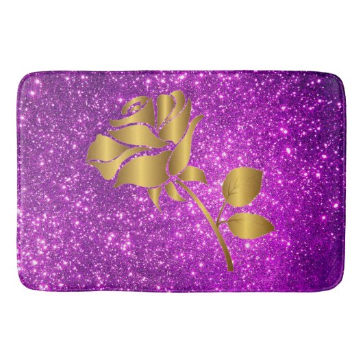 Luxury Popular Floral Paars Gold Glitter Badmat (Voorkant)