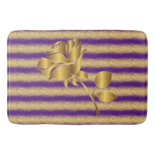 Luxury Popular Floral Paars Gold Glitter Badmat