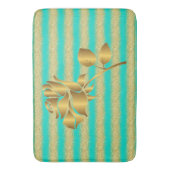 Luxury Popular Floral Turquoise Gold Glitter Badmat (Voorkant Verticaal)