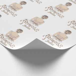 Luxury Princess Birthday Party Beige glitter Cadeaupapier