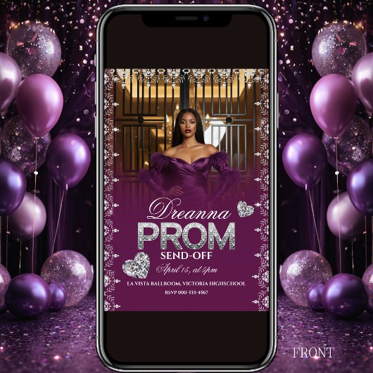 Luxury Purple Elegant Prom Send-Off Invitation