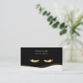Luxury QR code Black and Gold Lash Technician Visitekaartje (Staand voorkant)