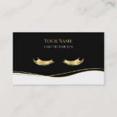 Luxury QR code Black and Gold Lash Technician Visitekaartje (Voorkant)