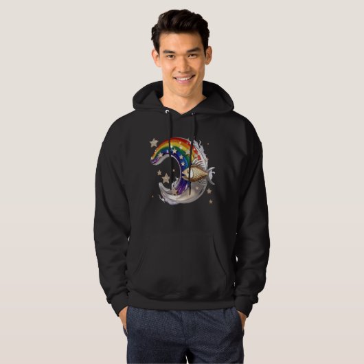 Luxury Rainbow Moon Fish 3D Star Pullover Hoodie (Devant entier)