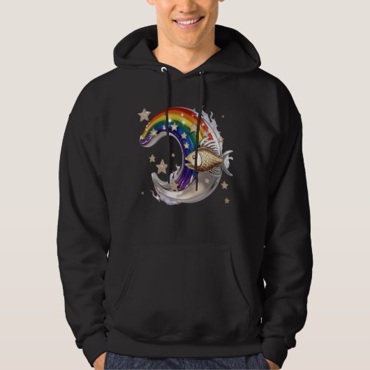 Luxury Rainbow Moon Fish 3D Star Pullover Hoodie (Devant)