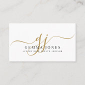Luxury Real Estate Advisor Gold Script Monogram Visitekaartje (Voorkant)