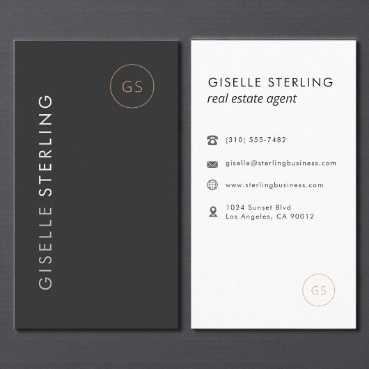 Luxury Real Estate Agent Black Gold Elegant Modern Visitekaartje