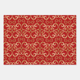 LUXURY RED AND GOLD CHRISTMAS DAMASK PERSONALIZED INPAKPAPIER VEL