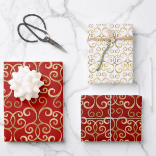 LUXURY RED AND GOLD CHRISTMAS DAMASK PERSONALIZED INPAKPAPIER VEL