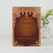 Luxury Red and Gold Wedding Invitation (Debout devant)