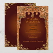 Luxury Red and Gold Wedding Invitation (Devant / Derrière)