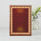 Luxury Red and Gold Wedding Invitation  (Debout devant)