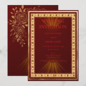 Luxury Red and Gold Wedding Invitation  (Devant / Derrière)