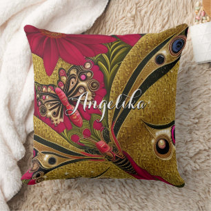 Luxury Red en Gold Butterfly - Aangepaste naam Kussen