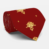 Luxury Red en Gold Damask-patroon Stropdas (Opgerold)