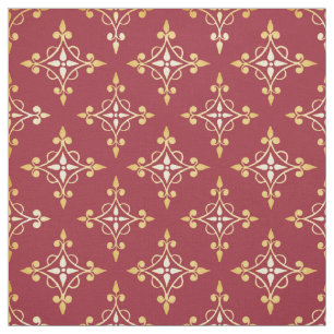 Luxury Red en Gold Quatre Floral Damask Stof