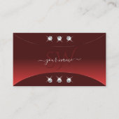 Luxury Red met Silver Decor Diamonds en Monogram Visitekaartje (Voorkant)