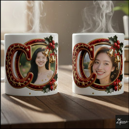 Luxury Red Velvet Gold Christmas Letter c Koffiemok