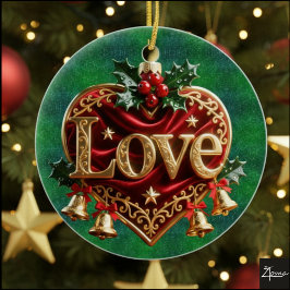 Luxury Red Velvet Gold  Christmas (love) Keramisch Ornament