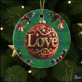 Luxury Red Velvet Gold  Christmas (love) Keramisch Ornament