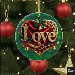 Luxury Red Velvet Gold  Christmas (love) Keramisch Ornament