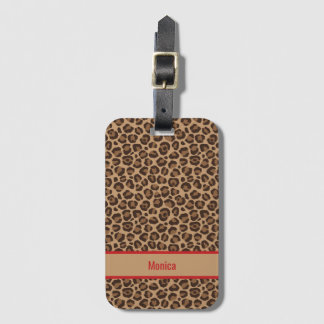 Luxury Red with Leopard Print Bagagelabel