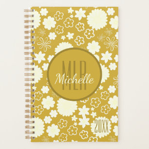 LUXURY RICH GOLD CREAM FLOWER CUSTOM MONOGRAM JAAR PLANNER